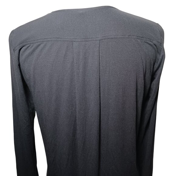 Theory Long Sleeve Curved Hem Top Navy Blue Crew Neck High Low T-Shirt Size S - Picture 5 of 12